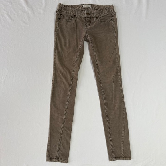 Free People Pants - Free People Corduroy Pants Womens Size 26 Khaki Stretch Straight Skinny